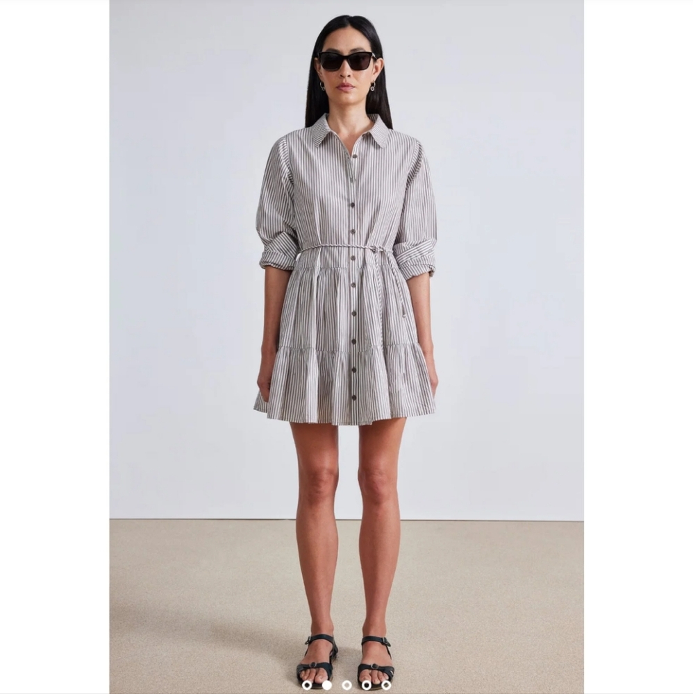 Apiece Apart Anna Shirt Dress - Sand And White Stripes